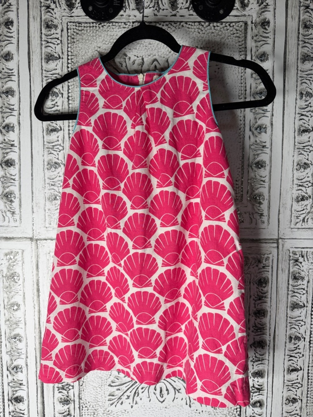 Mini Boden Hot Pink Shell-Print Sleeveless A-Line Dress